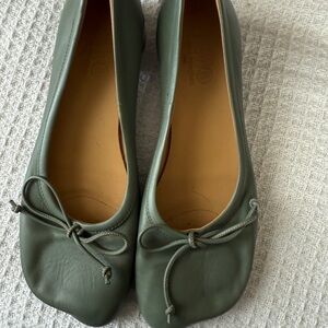 MM6 Maison Martin Margiela Green Anatomic Numeric Ballerina Flats
